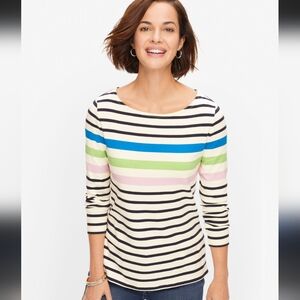 Talbots Authentic Tee Falmouth Stripe Orchid Petal